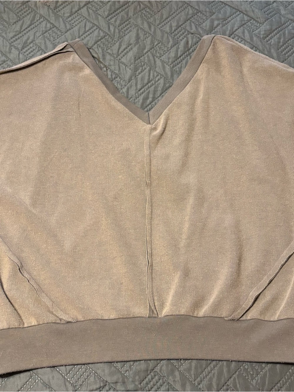 V-Neck Relaxed Knit Top in Olive Green